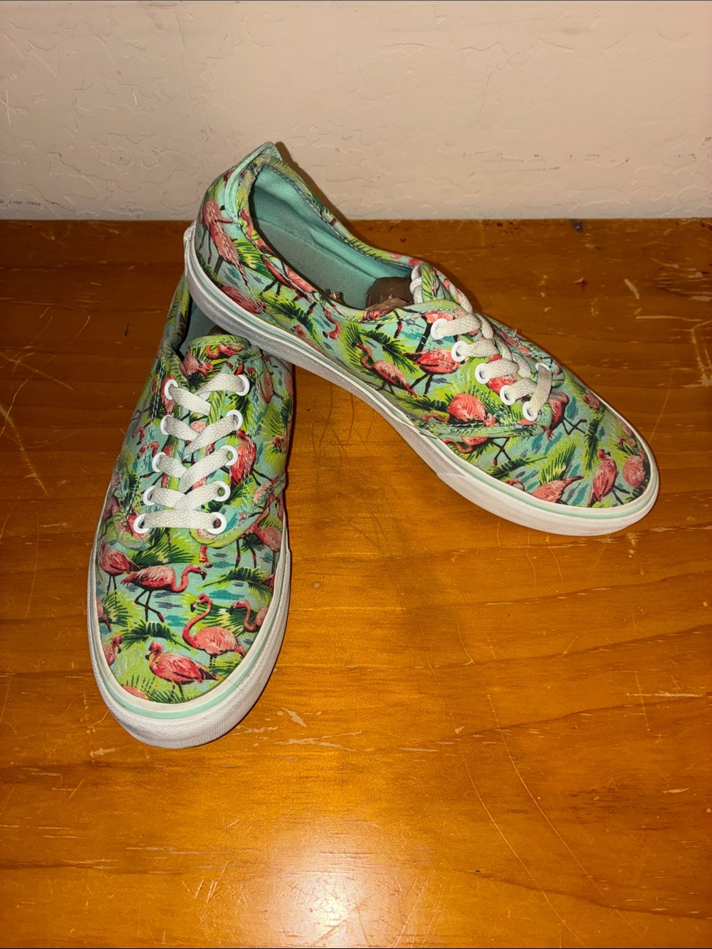 Flamingo Print Canvas Sneakers - Pink & Teal